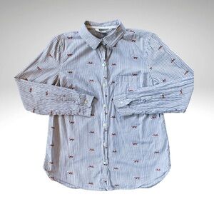Striped Fox Print Button Down Shirt • Classic Fit Heritage Academia • Cotton